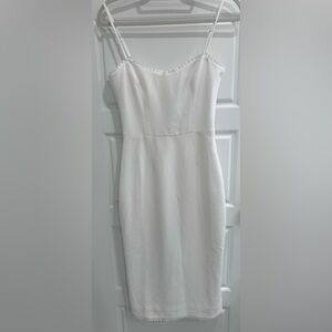 Dress The Population • Solid White Ivory Scalloped Trim Dress• Adrian